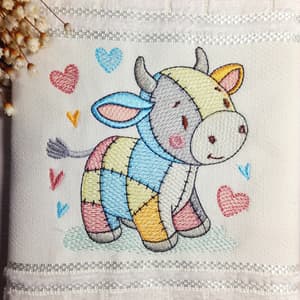 Matriz de bordado Vaquinha Patchwork (Pontos Leves)