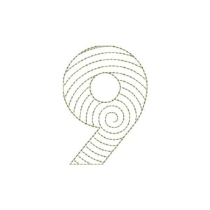 Matriz de bordado Alfabeto Espiral - Número 9