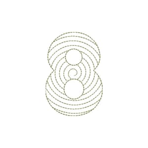 Matriz de bordado Alfabeto Espiral - Número 8