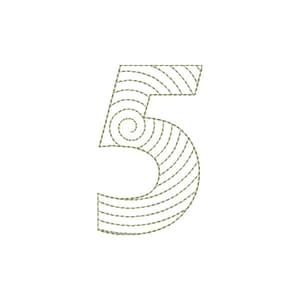 Matriz de bordado Alfabeto Espiral - Número 5