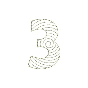 Matriz de bordado Alfabeto Espiral - Número 3
