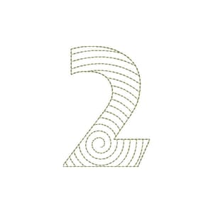 Matriz de bordado Alfabeto Espiral - Número 2