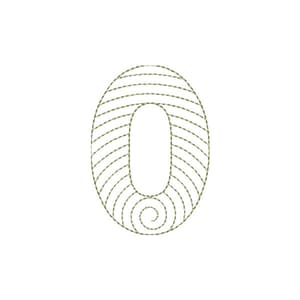 Matriz de bordado Alfabeto Espiral - Número 0