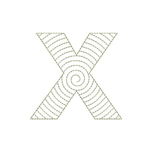 Matriz de bordado Alfabeto Espiral - Letra X
