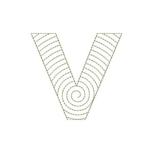Matriz de bordado Alfabeto Espiral - Letra V
