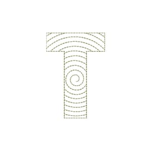 Matriz de bordado Alfabeto Espiral - Letra T