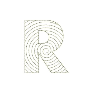 Matriz de bordado Alfabeto Espiral - Letra R