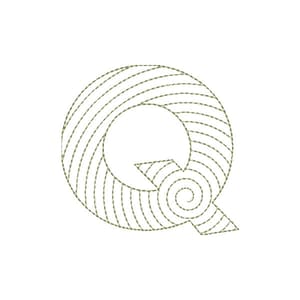 Matriz de bordado Alfabeto Espiral - Letra Q
