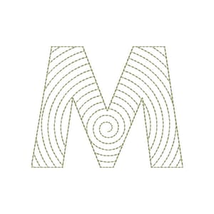 Matriz de bordado Alfabeto Espiral - Letra M
