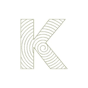 Matriz de bordado Alfabeto Espiral - Letra K