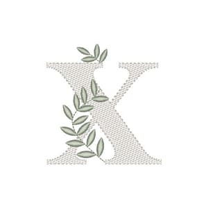 Matriz de bordado Monograma com Ramos Letra X (Pontos Leves)