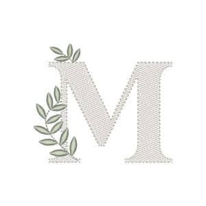 Matriz de bordado Monograma com Ramos Letra M (Pontos Leves)