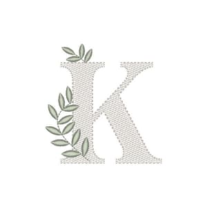 Matriz de bordado Monograma com Ramos Letra K (Pontos Leves)