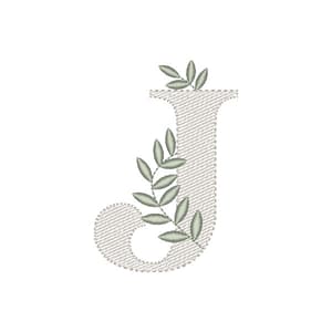 Matriz de bordado Monograma com Ramos Letra J (Pontos Leves)
