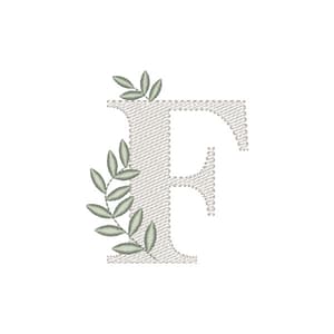 Matriz de bordado Monograma com Ramos Letra F (Pontos Leves)