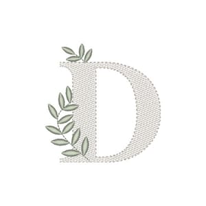 Matriz de bordado Monograma com Ramos Letra D (Pontos Leves)