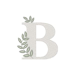 Matriz de bordado Monograma com Ramos Letra B (Pontos Leves)