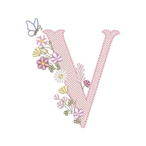 Matriz de bordado V - Alfabeto Vintage Delicado (Pontos Leves)
