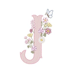 Matriz de bordado J - Alfabeto Vintage Delicado (Pontos Leves)