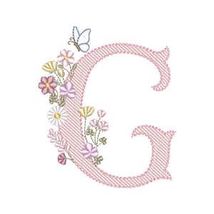 Matriz de bordado G - Alfabeto Vintage Delicado (Pontos Leves)