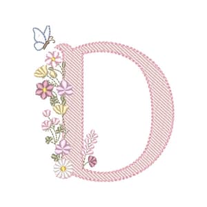 Matriz de bordado D - Alfabeto Vintage Delicado (Pontos Leves)