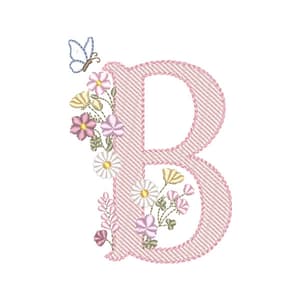 Matriz de bordado B - Alfabeto Vintage Delicado (Pontos Leves)