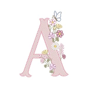 Matriz de bordado A - Alfabeto Vintage Delicado (Pontos Leves)