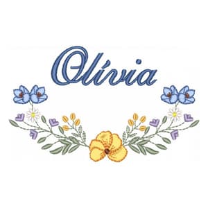Matriz de bordado Arranjo Floral Premium com Nome