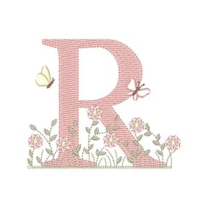 Matriz de bordado Matriz de Bordado Letra R Alfabeto Jardim Encantado (Pontos Leves)