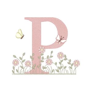 Matriz de bordado Matriz de Bordado Letra P Alfabeto Jardim Encantado (Pontos Leves)