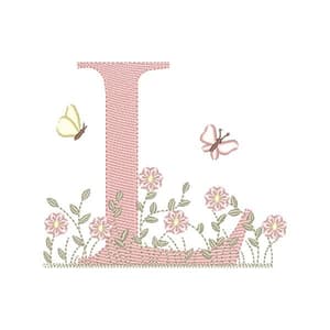 Matriz de bordado Matriz de Bordado Letra L Alfabeto Jardim Encantado (Pontos Leves)