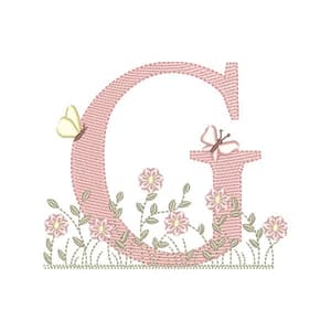 Matriz de bordado Matriz de Bordado Letra G Alfabeto Jardim Encantado (Pontos Leves)