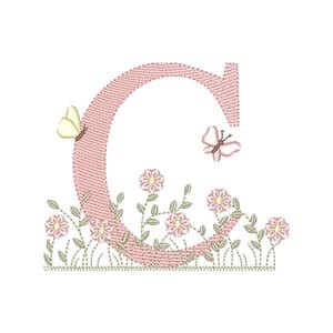 Matriz de bordado Matriz de Bordado Letra C Alfabeto Jardim Encantado (Pontos Leves)