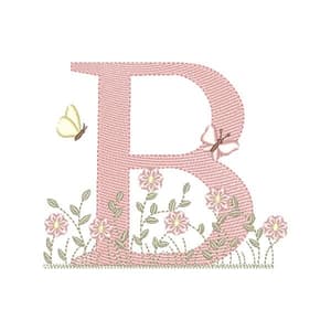 Matriz de bordado Matriz de Bordado Letra B Alfabeto Jardim Encantado (Pontos Leves)