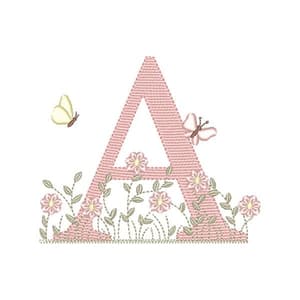 Matriz de bordado Matriz de Bordado Letra A Alfabeto Jardim Encantado (Pontos Leves)