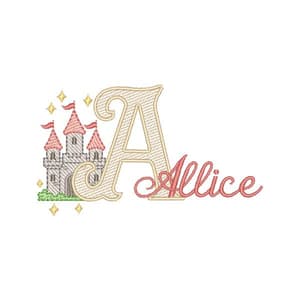 Matriz de bordado Letra A Alfabeto Castelo Encantado (Pontos Leves)