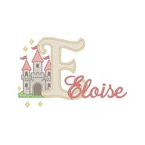 Matriz de bordado Letra E Alfabeto Castelo Encantado (Pontos Leves)