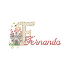 Matriz de bordado Letra F Alfabeto Castelo Encantado (Pontos Leves)