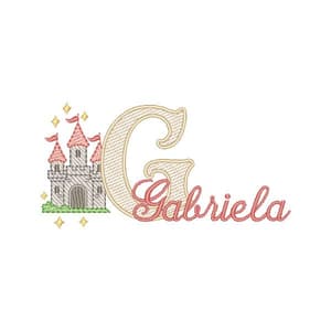 Matriz de bordado Letra G Alfabeto Castelo Encantado (Pontos Leves)