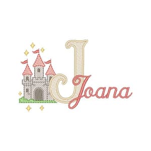 Matriz de bordado Letra J Alfabeto Castelo Encantado (Pontos Leves)