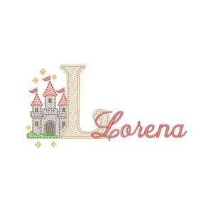 Matriz de bordado Letra L Alfabeto Castelo Encantado (Pontos Leves)