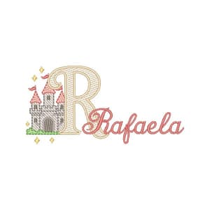 Matriz de bordado Letra R Alfabeto Castelo Encantado (Pontos Leves)