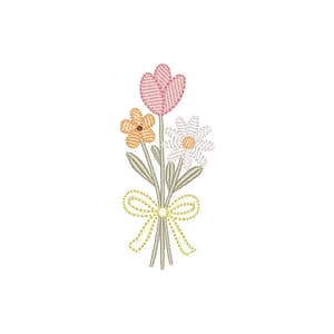 Matriz de bordado Buquê de Flores Delicadas ( Pontos Leves )