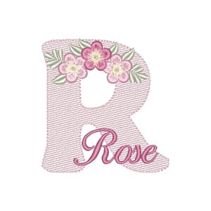 Matriz de bordado Alfabeto Monograma Floral - Letra R