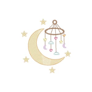 Matriz de bordado Lua e Móbile (Pontos leves)