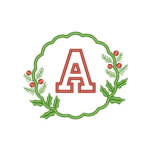 Matriz de bordado Letra A Natalina em Moldura (Aplique)