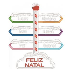 Matriz de bordado Placa de Natal com 6 Nomes (Aplique)