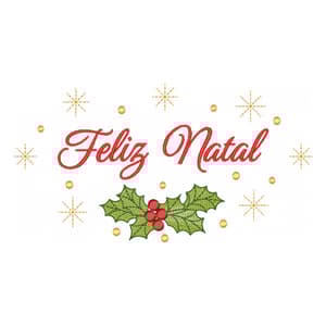 Matriz de bordado Feliz Natal em Floral Natalino (Pontos Leves)