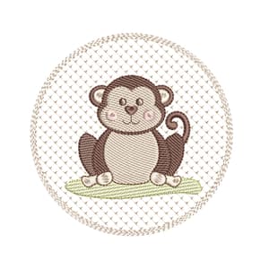 Matriz de bordado Safari Baby Macaco (Pontos Leves)