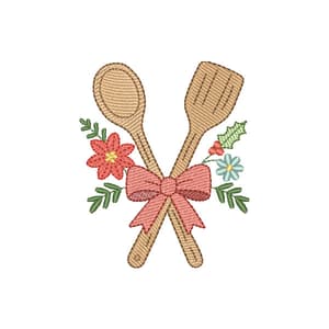 Matriz de bordado Colher e Espátula Natalina (Pontos Leves)